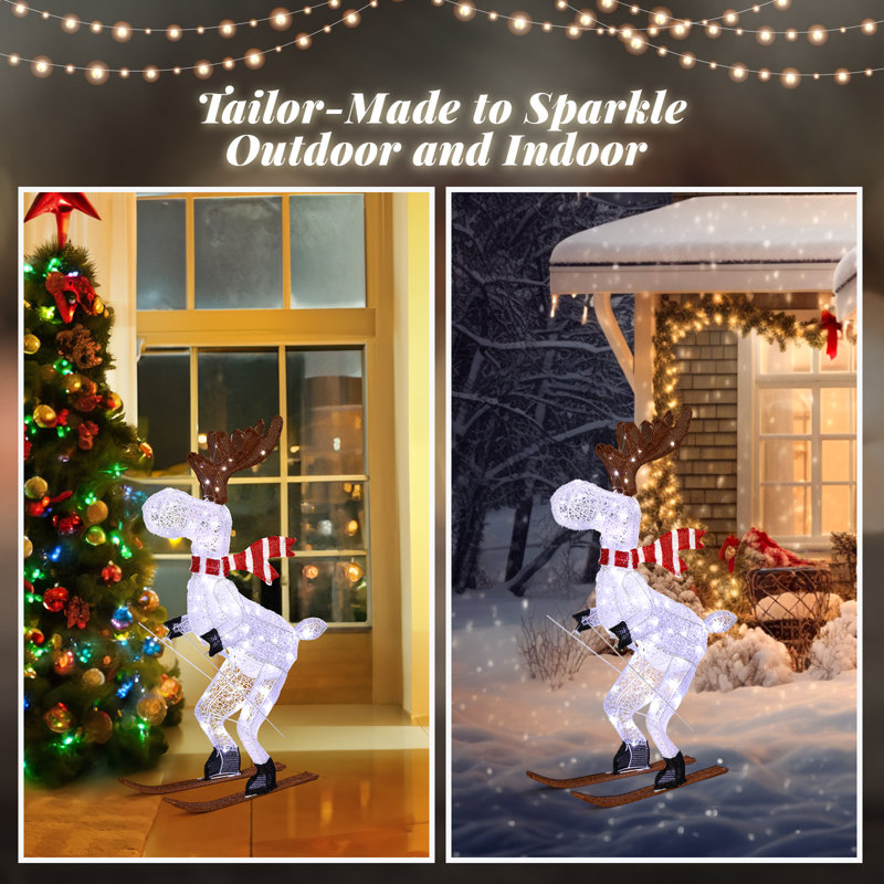 Christmas Lighted Reindeer Outdoor Yard Decoration with Warm White LED Lights